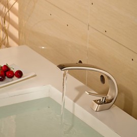 Contemporary Style Nickel Single Handle One Hole Hot And Cold Water Bathroom Sink Faucet - Antique Silver