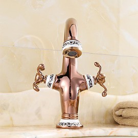 Contemporary Style Orb & Gold Plating & White Plating Single Handle One Hole Hot And Cold Water Bathroom Sink Faucet