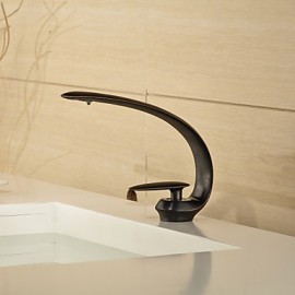 Contemporary Style Orb Single Handle One Hole Hot And Cold Water Bathroom Sink Faucet - Black