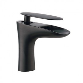 Contemporary Style Orb Single Handle One Hole Hot And Cold Water Bathroom Sink Faucet - Black
