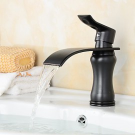 Contemporary Style Orb Single Handle One Hole Hot And Cold Water Bathroom Sink Faucet - Black
