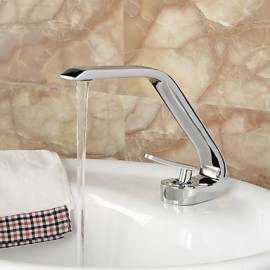 Contemporary Style Single Handle One Hole Hot And Cold Water Bathroom Sink Faucet - Silver