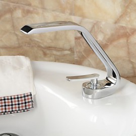 Contemporary Style Single Handle One Hole Hot And Cold Water Bathroom Sink Faucet - Silver