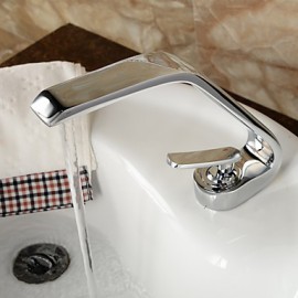 Contemporary Style Single Handle One Hole Hot And Cold Water Bathroom Sink Faucet - Silver
