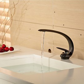 Contemporary Style Slim Shape Single Handle One Hole Hot And Cold Water Bathroom Sink Faucet - Black