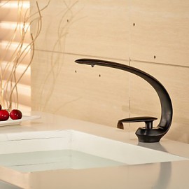 Contemporary Style Slim Shape Single Handle One Hole Hot And Cold Water Bathroom Sink Faucet - Black