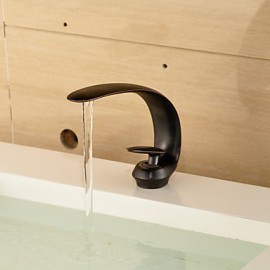 Contemporary Style Slim Shape Single Handle One Hole Hot And Cold Water Bathroom Sink Faucet - Black