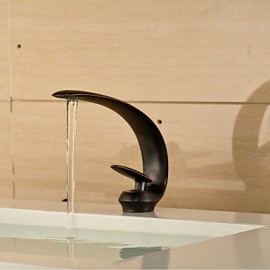 Contemporary Style Slim Shape Single Handle One Hole Hot And Cold Water Bathroom Sink Faucet - Black