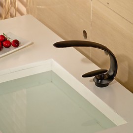 Contemporary Style Slim Shape Single Handle One Hole Hot And Cold Water Bathroom Sink Faucet - Black