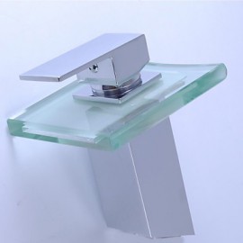 Contemporary Waterfall Bathroom Sink Faucet -Chrome Finish