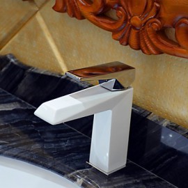 Contemporary White Painting One Hole Single Handle Bathroom Sink Faucet