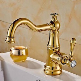 Crystal Decorecenterset Ti-Pvd Finish Basin Faucet