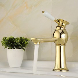 High Quality Contemporary Brass Hot And Cold Basin Faucet - Golden