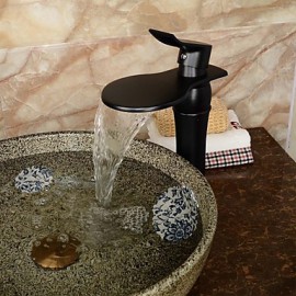 High Quality Large Wide-Mouth Waterfall Oil-Rubbed Bronze Bathroom Sink Faucet (Tall) - Black