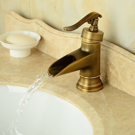 High-Quality Antique Brass Waterfall Bathroom Sink Faucet