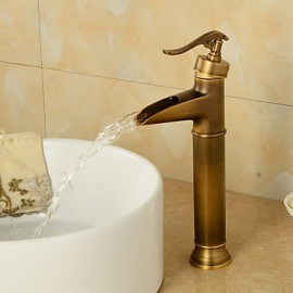 High-Quality Antique Heightening Brass Waterfall Bathroom Sink Faucet