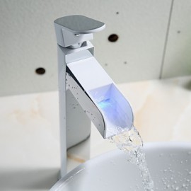 High-Quality Environment Protecting Hydroelectric Power Led Rgb Brass Chrome Plated Basin Faucet - White+Silver