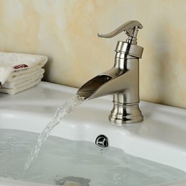 High-Quality Polished Nickel Brass Waterfall Bathroom Sink Faucet - Matt Silver