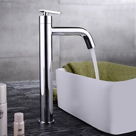 Contemporary Chrome Finish Brass One Hole Single Handle Sink Faucet