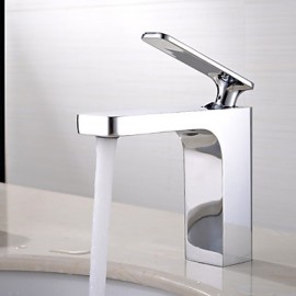 Contemporary Chrome Finish Brass One Hole Single Handle Sink Faucet