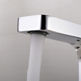 Contemporary Chrome Finish Brass One Hole Single Handle Sink Faucet