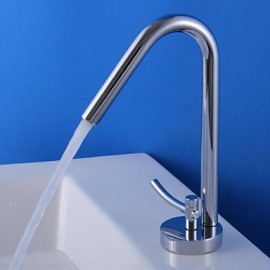 Contemporary Chrome Finish Brass One Hole Single Handle Sink Faucet