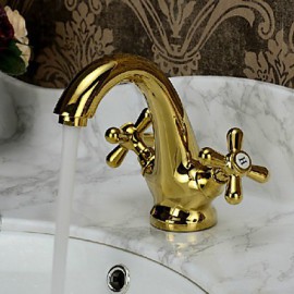 Antique Titanium Finish Brass One Hole Two Handles Sink Faucet