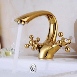 Antique Titanium Finish Brass One Hole Two Handles Sink Faucet