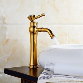 Luxury European Style Rose Gold & Golden Shot One Hole One Ceramic Handle Bathroom Sink Fauce
