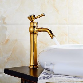 Luxury European Style Rose Gold & Golden Shot One Hole One Ceramic Handle Bathroom Sink Fauce