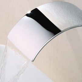 Mlfalls Brands Three Holes Contemporary Wall Mount Waterfall 3 Pieces Italian Style Wash Basin Faucet