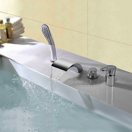 Mlfalls New Arrival Deck Mount Four Holes Widespread Bathtub Waterfall Faucet With Hand Shower