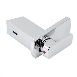 Modern Chrome Finish Waterfall Bathroom Sink Faucet - Silver