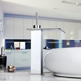 Modern Chrome Waterfall Bathroom Faucet (Tall) - Silver