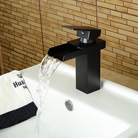 Modern Oil-Rubbed Bronze Brass Waterfall Hot And Cold Bathroom Faucet - Black