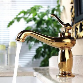 Modern Single Handle Bathroom Basin Sink Faucet Single Hole Ti-Pvd Golden Finish Faucet