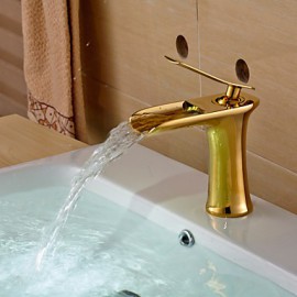 Modern Style Gold Single Handle Single Hole Hot And Cold Water Bathroom Sink Faucet