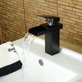 Modern Style Oil-Rubbed Bronze Single Handle Single Hole Hot And Cold Water Bathroom Sink Faucet - Black