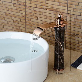 Modern Waterfall Brass Imitation Jade Rose Gold Bathroom Sink Faucet