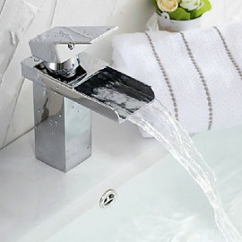 Modern Waterfall Chrome Bathroom Faucet - Sliver