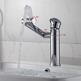 New Arrival Bathroom Brass Chrome Finish 360 Degree Rotating Spout And Body Single Handle Single Hole Basin Faucet
