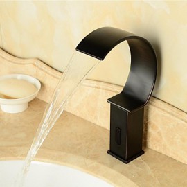 Oil-Rubbed Bronze Waterfall Black Bathroom Sink Automatic Faucet With Sensor