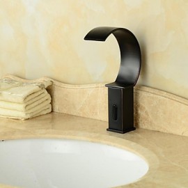 Oil-Rubbed Bronze Waterfall Black Bathroom Sink Automatic Faucet With Sensor