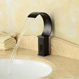 Oil-Rubbed Bronze Waterfall Black Bathroom Sink Automatic Faucet With Sensor