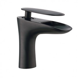 Oil-Rubbed Bronze Waterfall Centerset Single Handle Bathroom Sink Faucet - Black