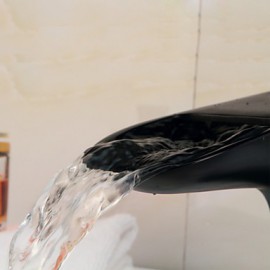 Oil-Rubbed Bronze Waterfall Centerset Single Handle Bathroom Sink Faucet - Black