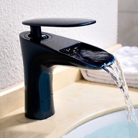 Orb Body Waterfall Spout Oil Rubbed Bronze Single Handle Bathroom Sink Vessel Faucet Basin Mixer Tap