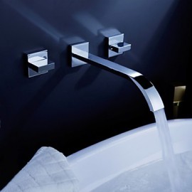 Personalized Bathroom Sink Faucet In Solid Brass Finish Wall Mount (Widespread)