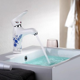 Retro Painting Ceramics Finish Brass One Hole Single Handle Bathroom Sink Faucet