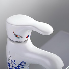 Retro Painting Ceramics Finish Brass One Hole Single Handle Bathroom Sink Faucet